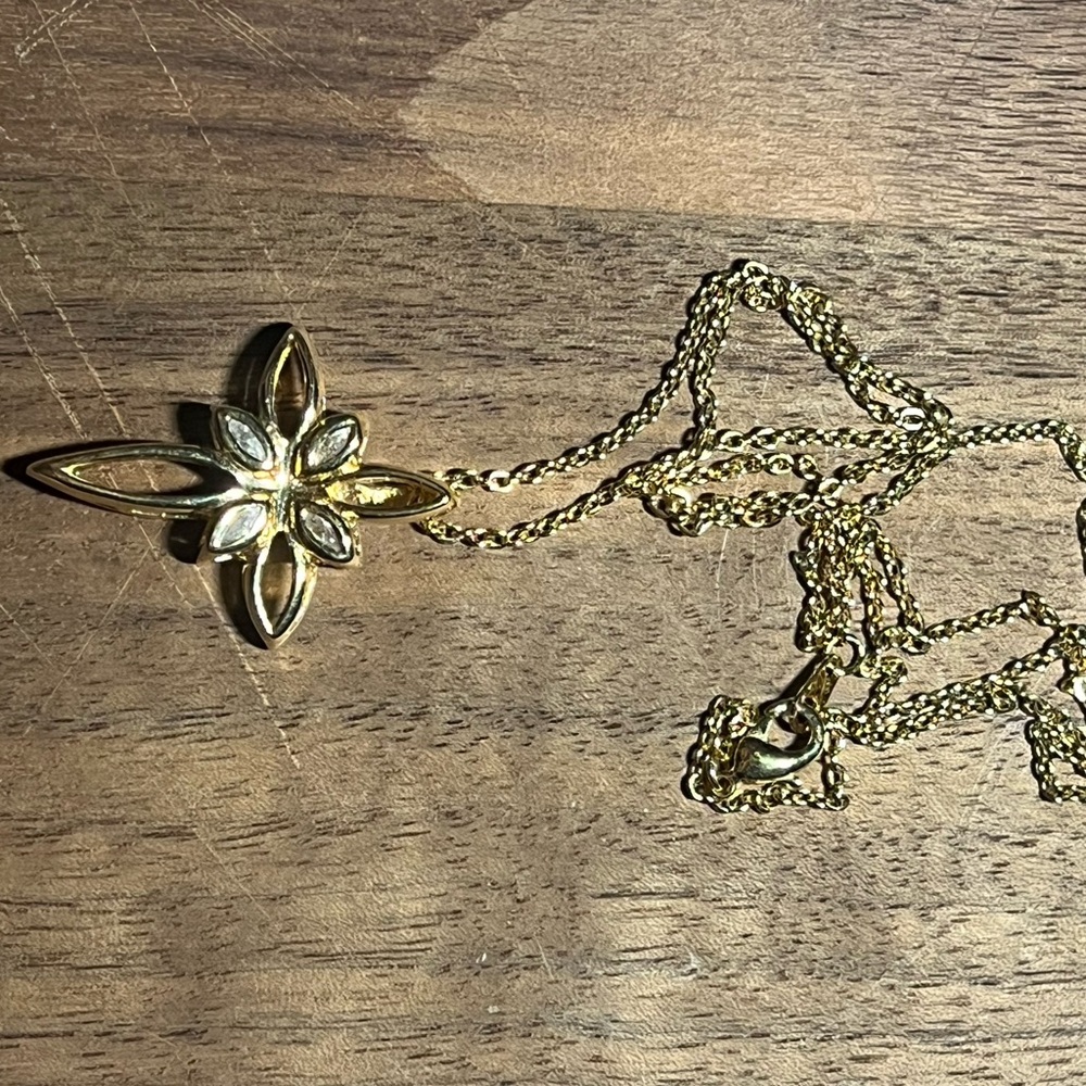 Vintage 1990’s Elegant Gold Plated Floral Cross Pendant Necklace